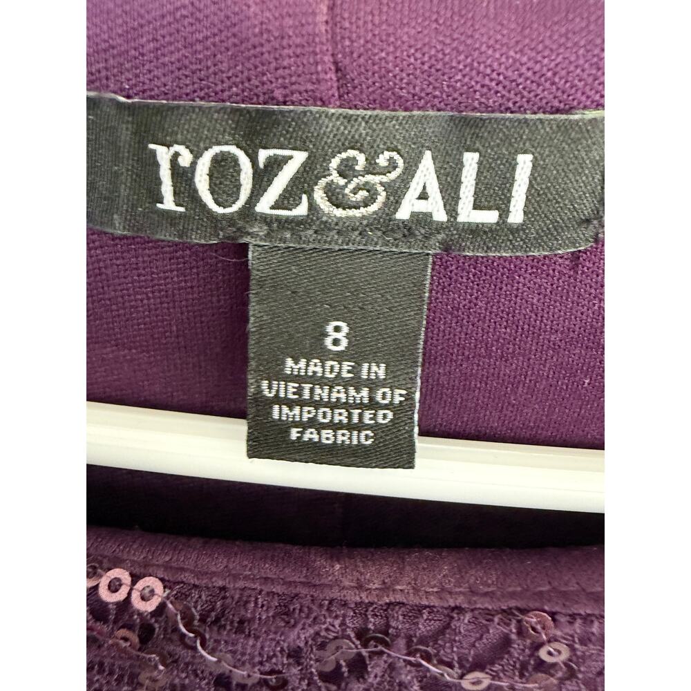 Roz & Ali Purple Sequin Dress Size 8 Elegant Cocktail Party Wedding Guest - Picture 6 of 9